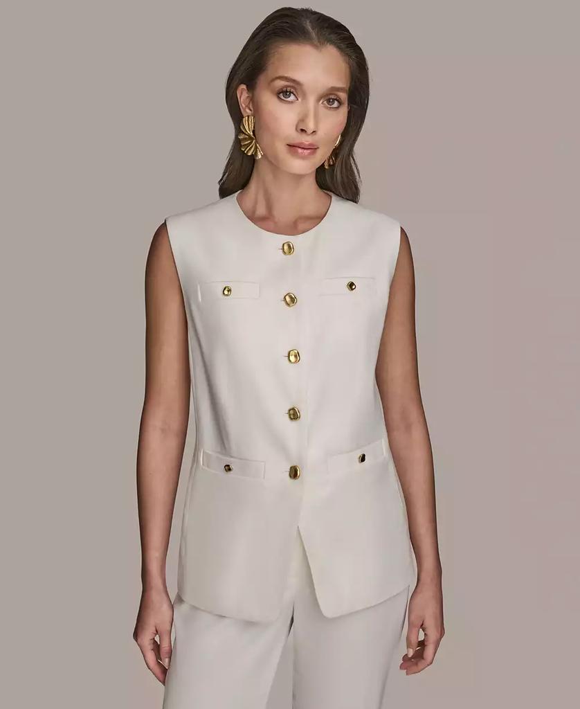 Donna Karan Women's Linen-Blend Collarless Vest