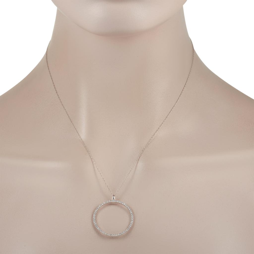 Non Branded 14K White Gold 0.50ct Diamond Pendant Necklace