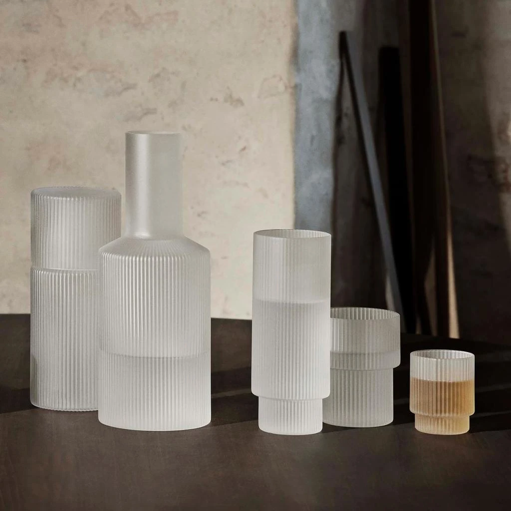 Ferm Living Ripple Long Drink Glasses - Set of 4 - Frosted 3
