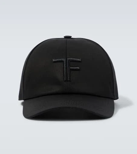 Tom Ford Embroidered canvas and leather cap 1