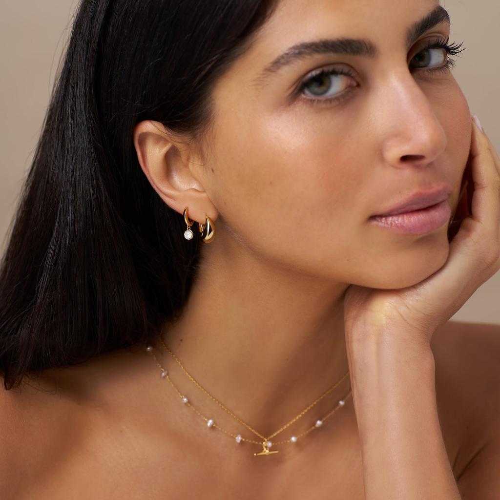 Orelia London White Opal Drop Huggie Hoop Earrings Made With Swarovski Crystals