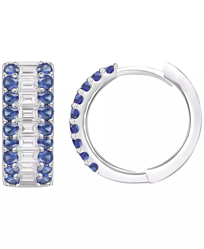 Macy
s Gemstone and Diamond Hoop Earrings (1/4 ct.t.w.) in 14K Gold (also in 14K White Gold) 2