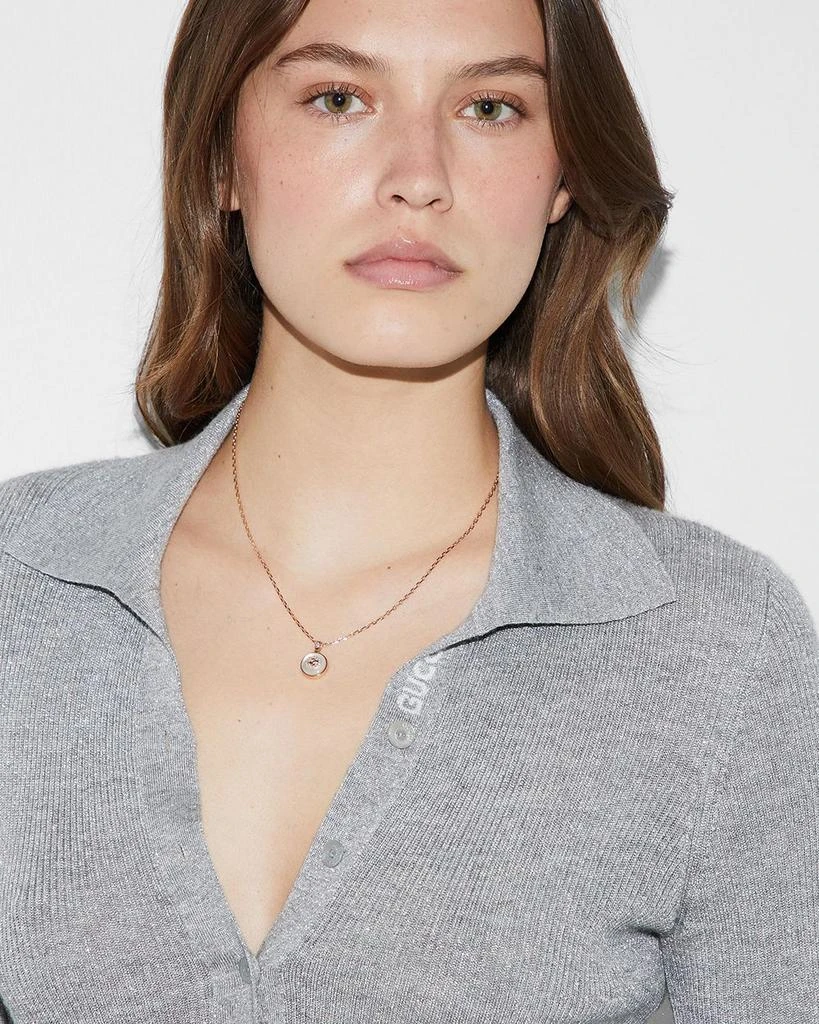 Gucci 18K Rose Gold-Plated Interlocking Mother of Pearl 
Diamond Logo Reversible Pendant Necklace, 16" 2