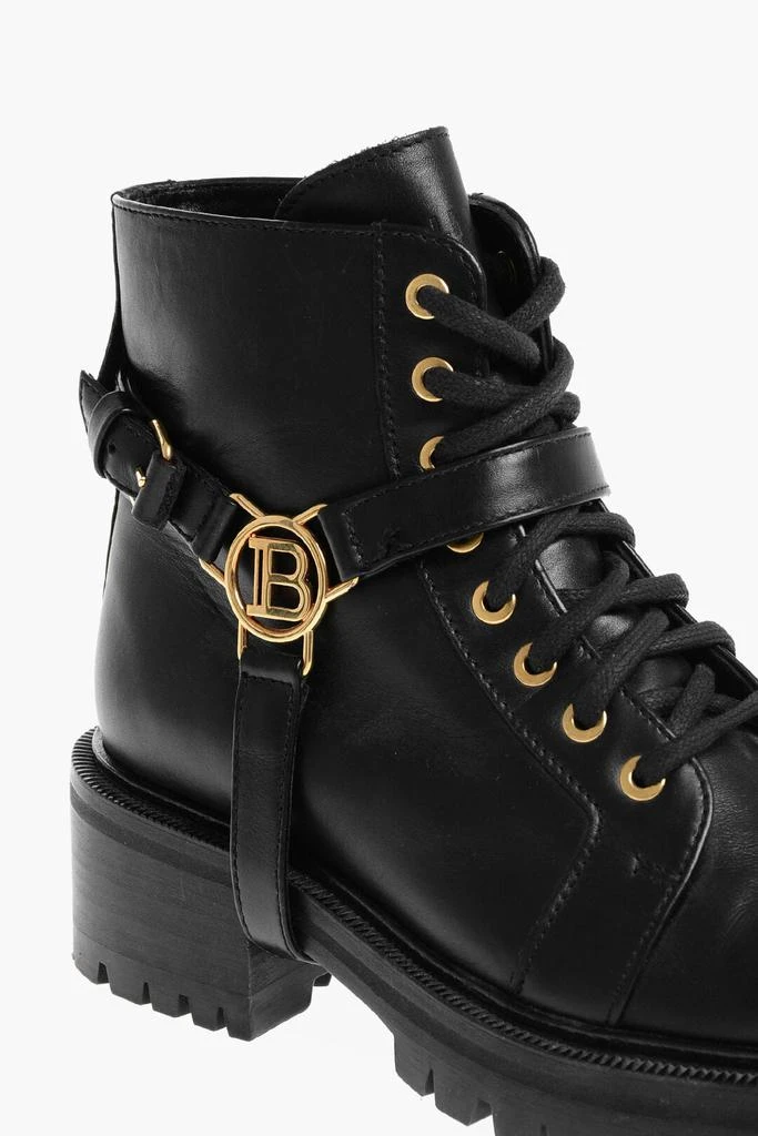 Balmain Balmain Leather Ranger Boots with Logo 4