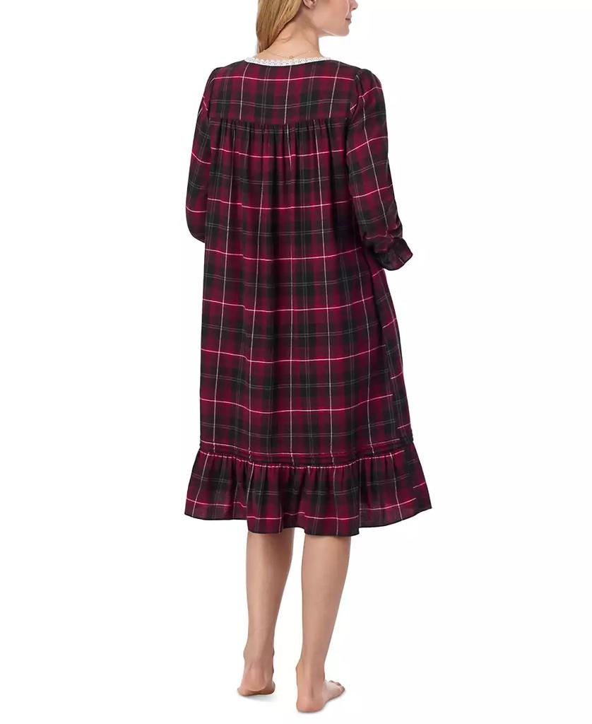Eileen West Women's Plaid Flannel Lace-Trim Waltz Nightgown