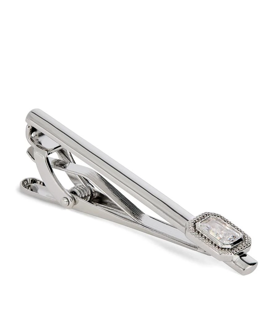 Tateossian Rhodium-Plated and Cubic Zirconia Halo Tie Clip 1