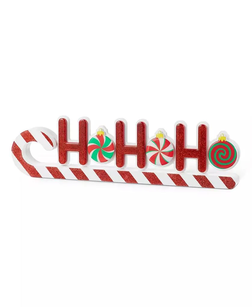 Glitzhome 19" Christmas Wooden Epoxy HOHOHO Candy Cane Table Décor 6