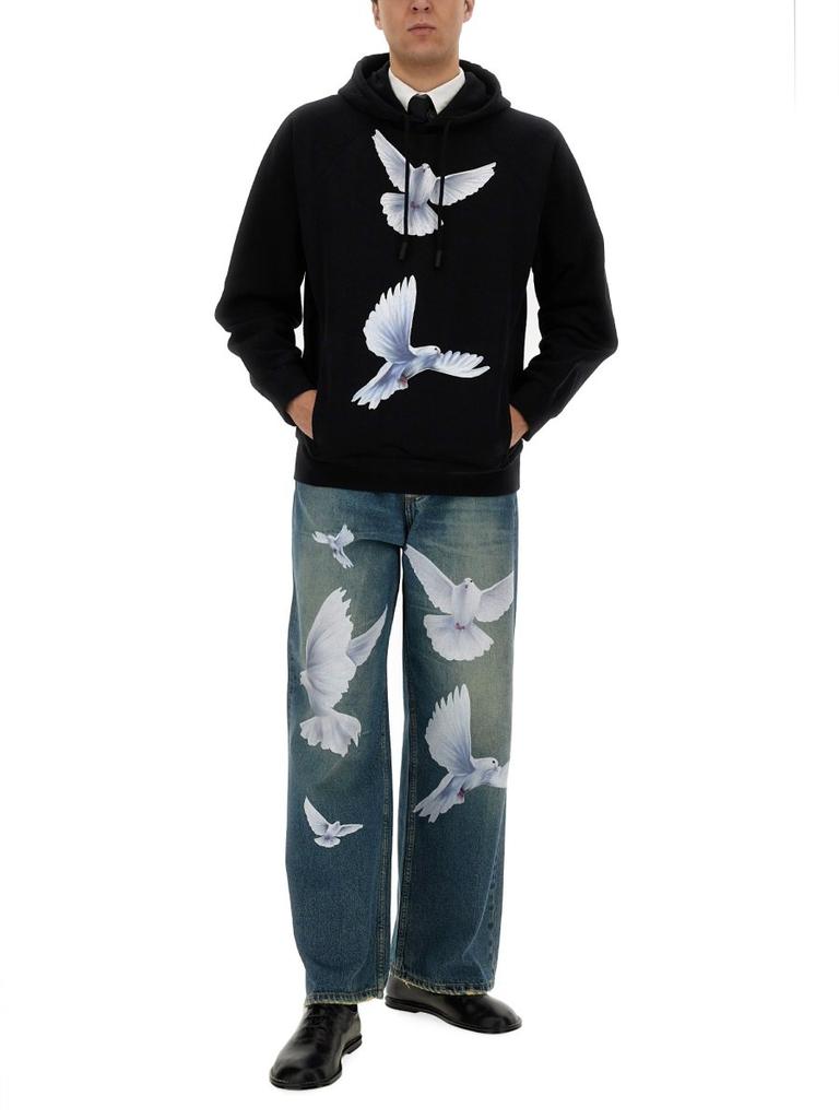 3.Paradis 3.PARADIS Dove Motif Hoodie Sweater