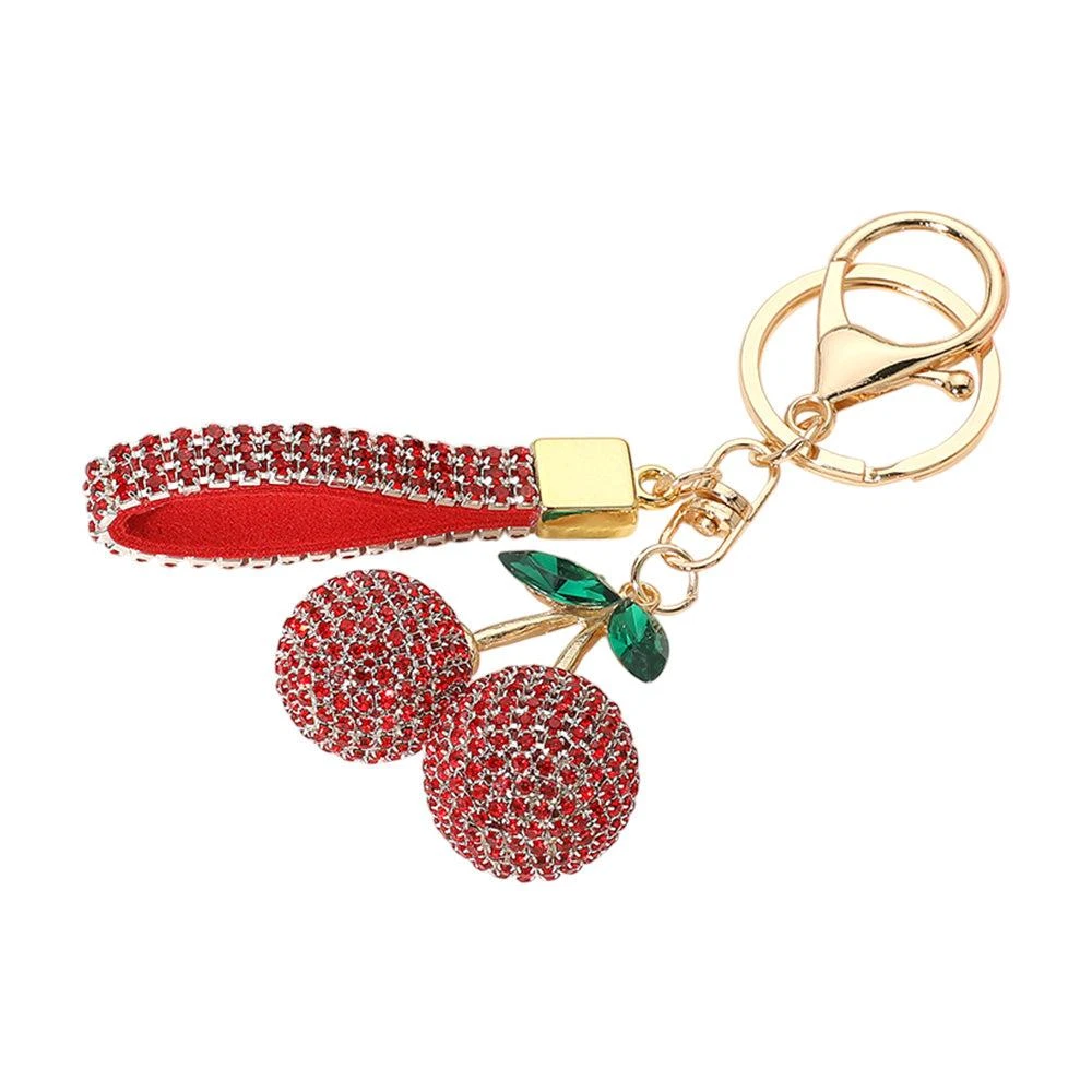 FASHNZFAB Bling Studded Cherry Keychain / Bag Charm 2