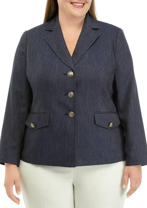 Kasper Plus Size Button Front Notch Lapel Jacket 1
