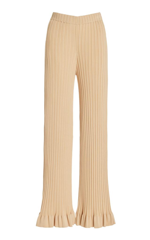 By Malene Birger By Malene Birger - Kenzie Flared Knit Cotton-Blend Pants - Neutral - XS - Moda Operandi