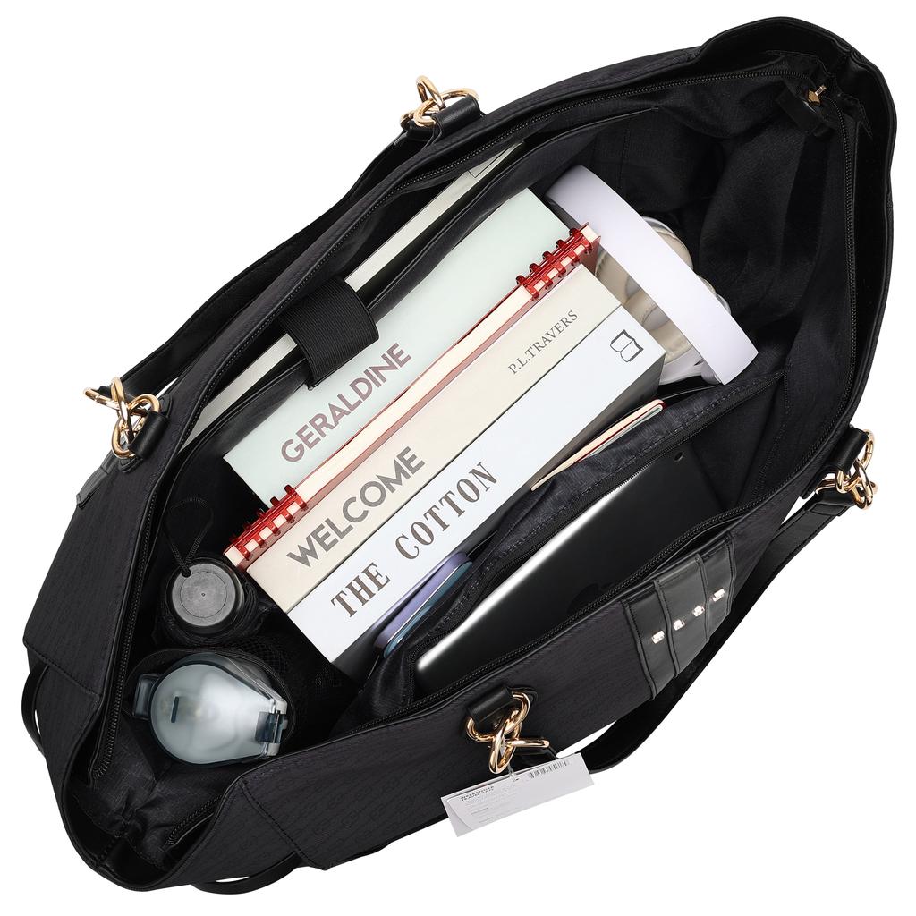 ELLE Eleganza 32L Monogram Weekender Tote Bag | Black