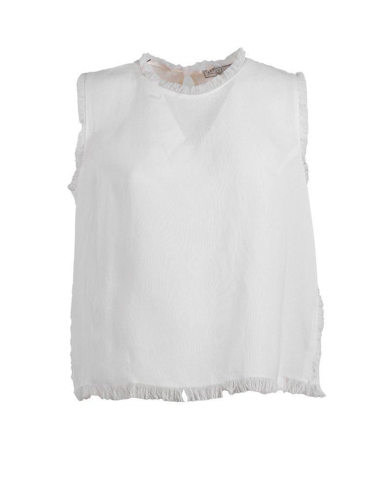 Antonelli Antonelli Fringed Edge Sleeveless Top