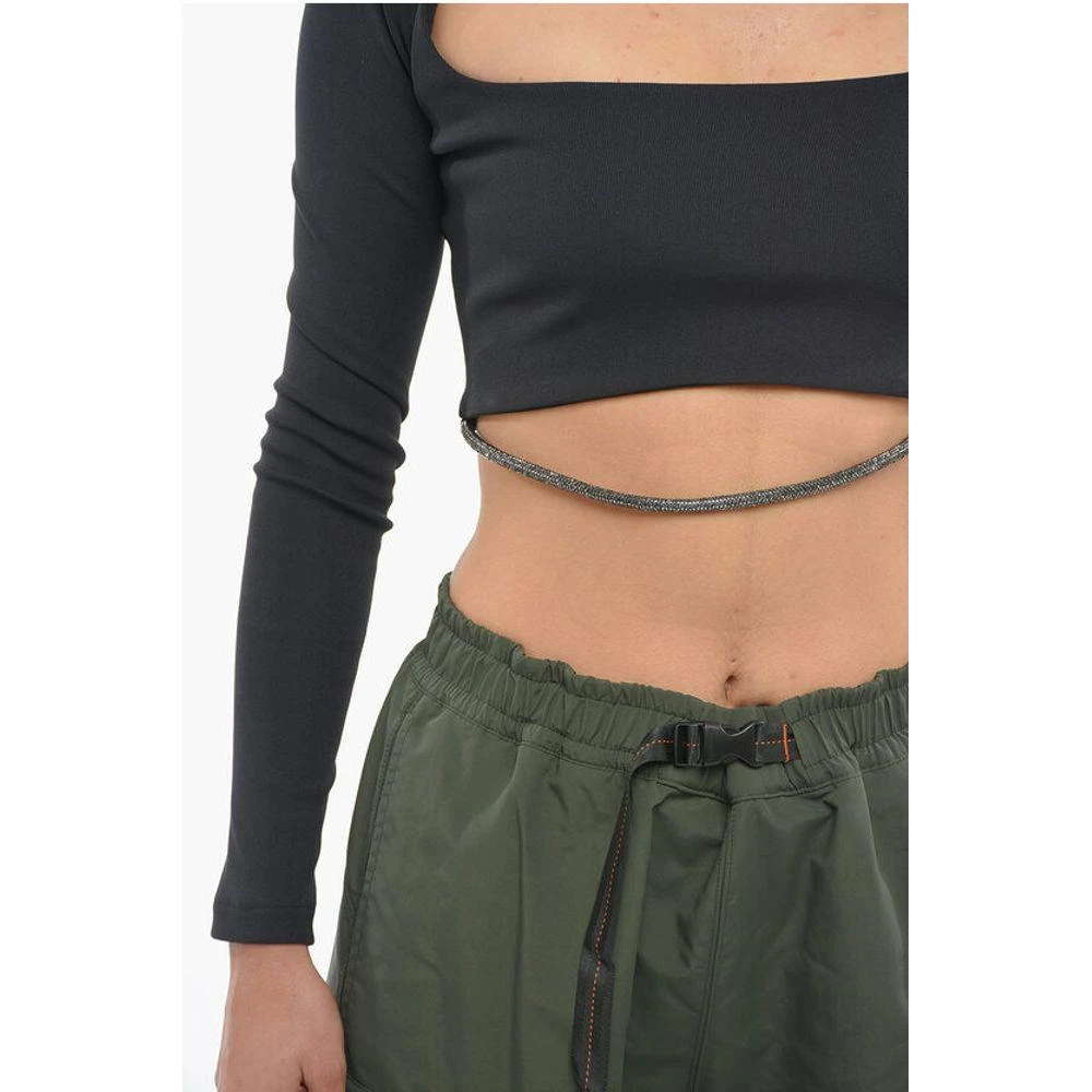 Anouki Anouki Solid Color Square Neck Crop Top with Removable Glittery Str 2
