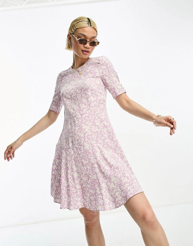 & Other Stories & Other Stories mini skater dress in lilac floral print 1