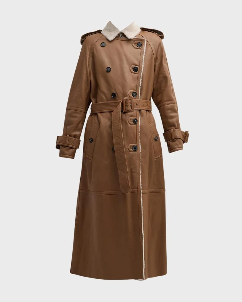 Anne Vest Stella Belted Leather Trench Coat with Shearling Lining 1