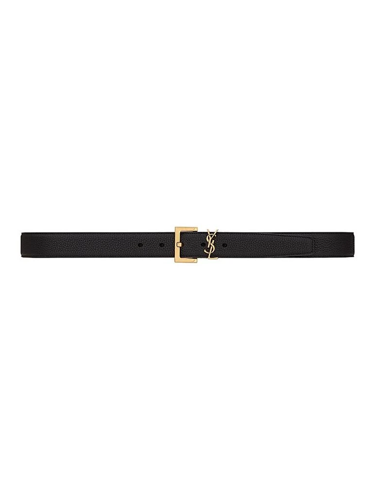 Yves Saint Laurent Grained Leather Logo Belt 1