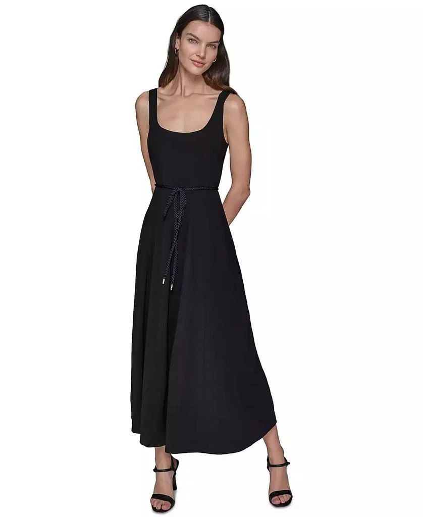 Karl Lagerfeld Paris Women's Scoop-Neck Belted Sleeveless Midi Dress -  Dresses & Skirts - Free Shipping - BeyondStyle