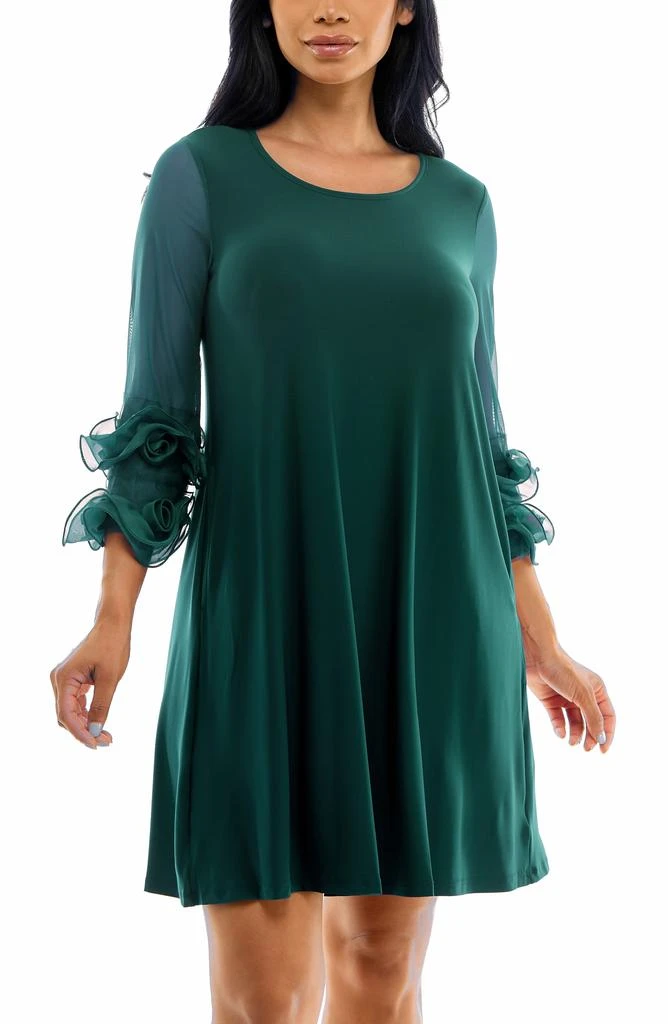 Nina Leonard Ruffle Mesh Sleeve Dress 3