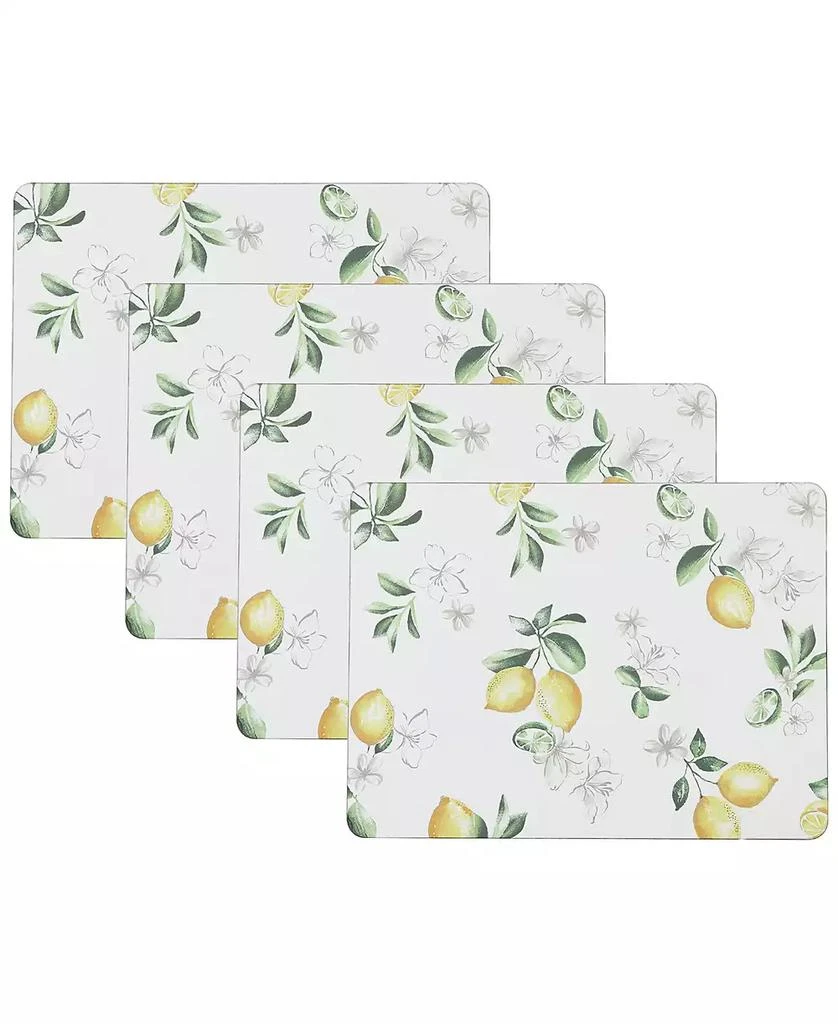 Laura Ashley Lemon Floral Cork Placemats Set of 4, 16" x 12" 1