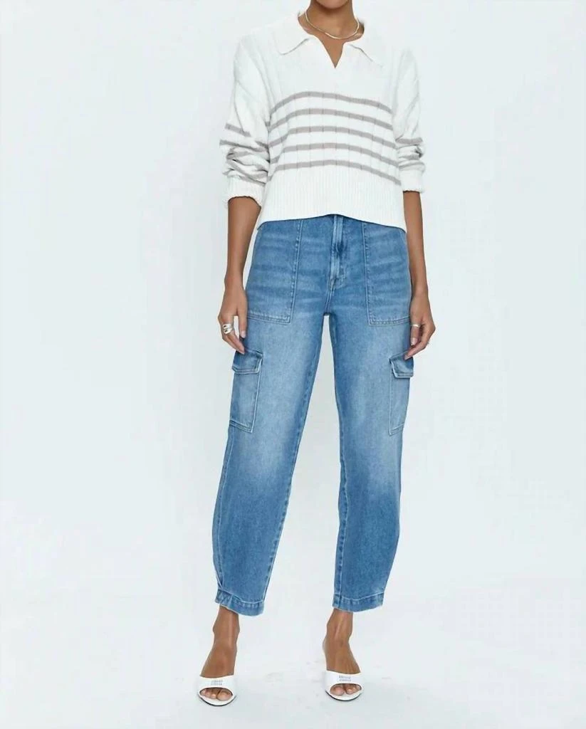 PISTOLA Arlo Stripe Polo Sweater In White 4