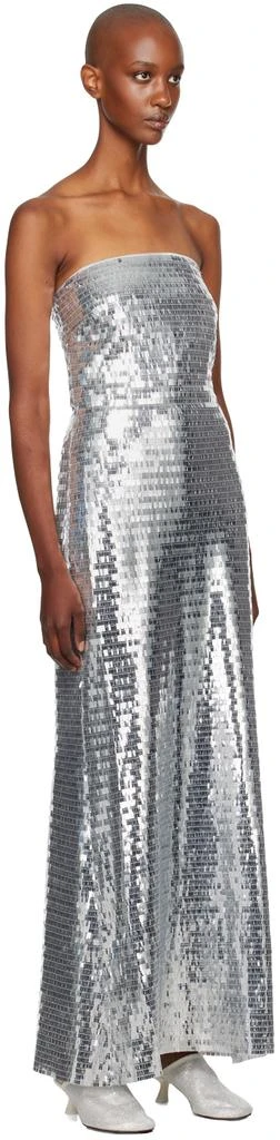 SIMONMILLER Silver Sculpty Strapless Sequin Maxi Dress 4