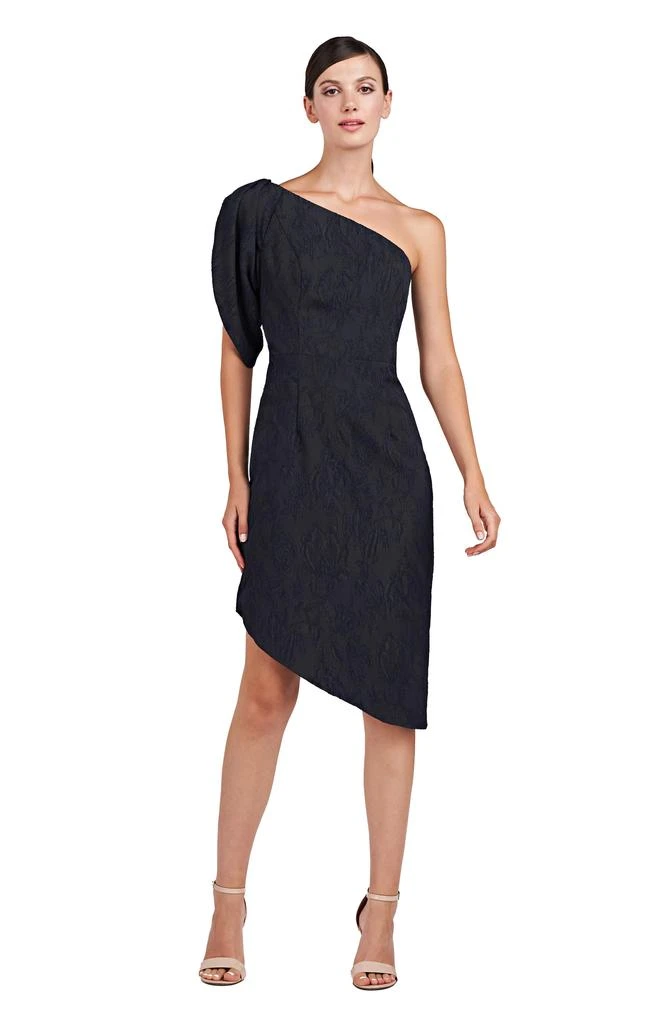 Kay Unger Electra One-Shoulder Jacquard Cocktail Dress 6