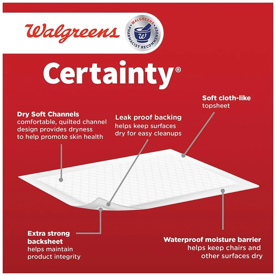 Walgreens Certainty Underpads for Incontinence, Day & Night Protection, Maximum Absorbency Extra Large 5