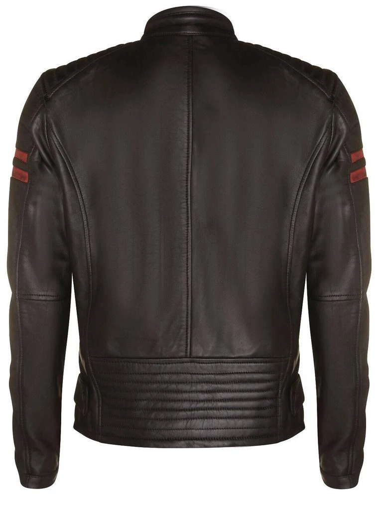 Infinity Leather Mens Black Leather Retro Bomber Jacket - Rome 3