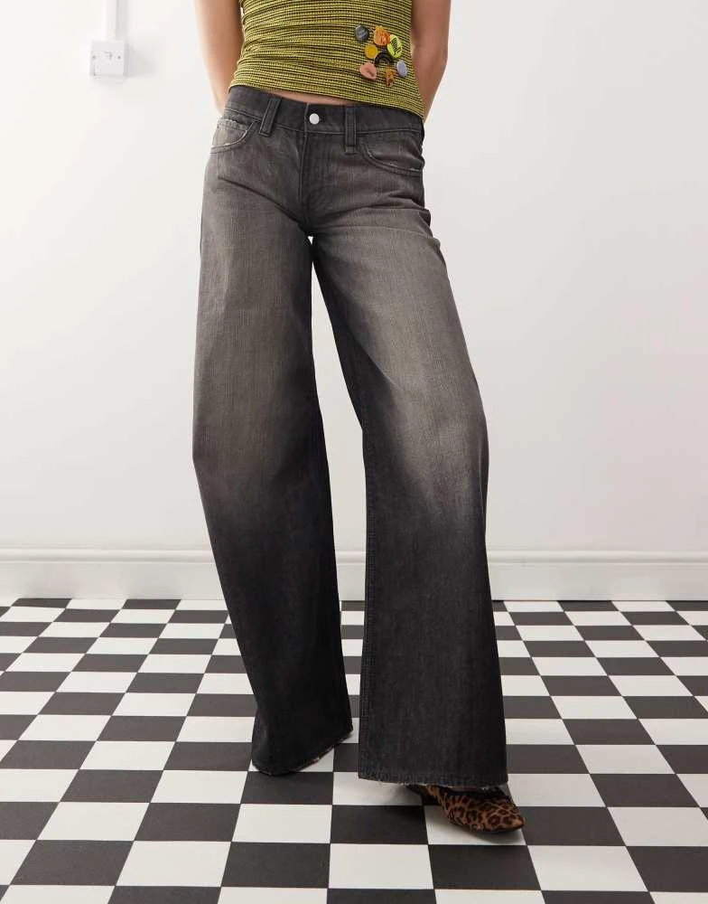 Cheap Monday Cheap Monday Poser mid rise wide leg skater jeans in rubby washed black 4
