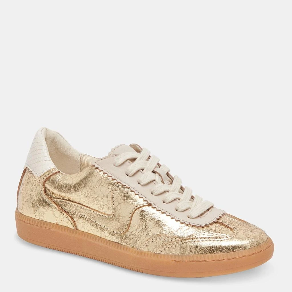Dolce Vita Notice Wide Sneakers Gold Distressed Leather 2