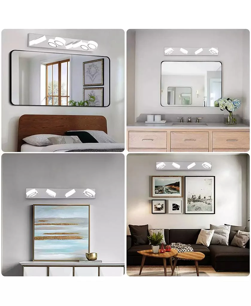 BUSDAYS 29" Modern 4-Light LED Vanity Light, Sleek Chrome Bathroom Wall Light Fixture for Mirror, Shower, and Bathroom Decor 3