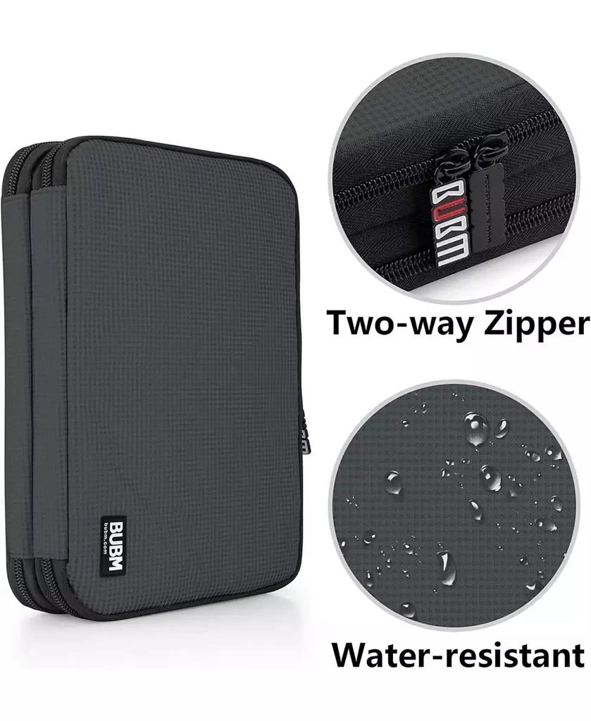 BUBM Gray Electronics Organizer - Medium Double Layer Travel Storage Bag for iPad Mini, Cables, USB Drives, Chargers & Tech Accessories 5