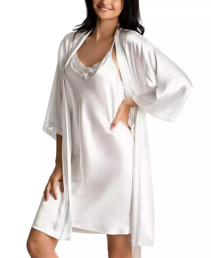 Linea Donatella 'Mrs' Satin Wrap Bridal Robe, Chemise Nightgown Set
