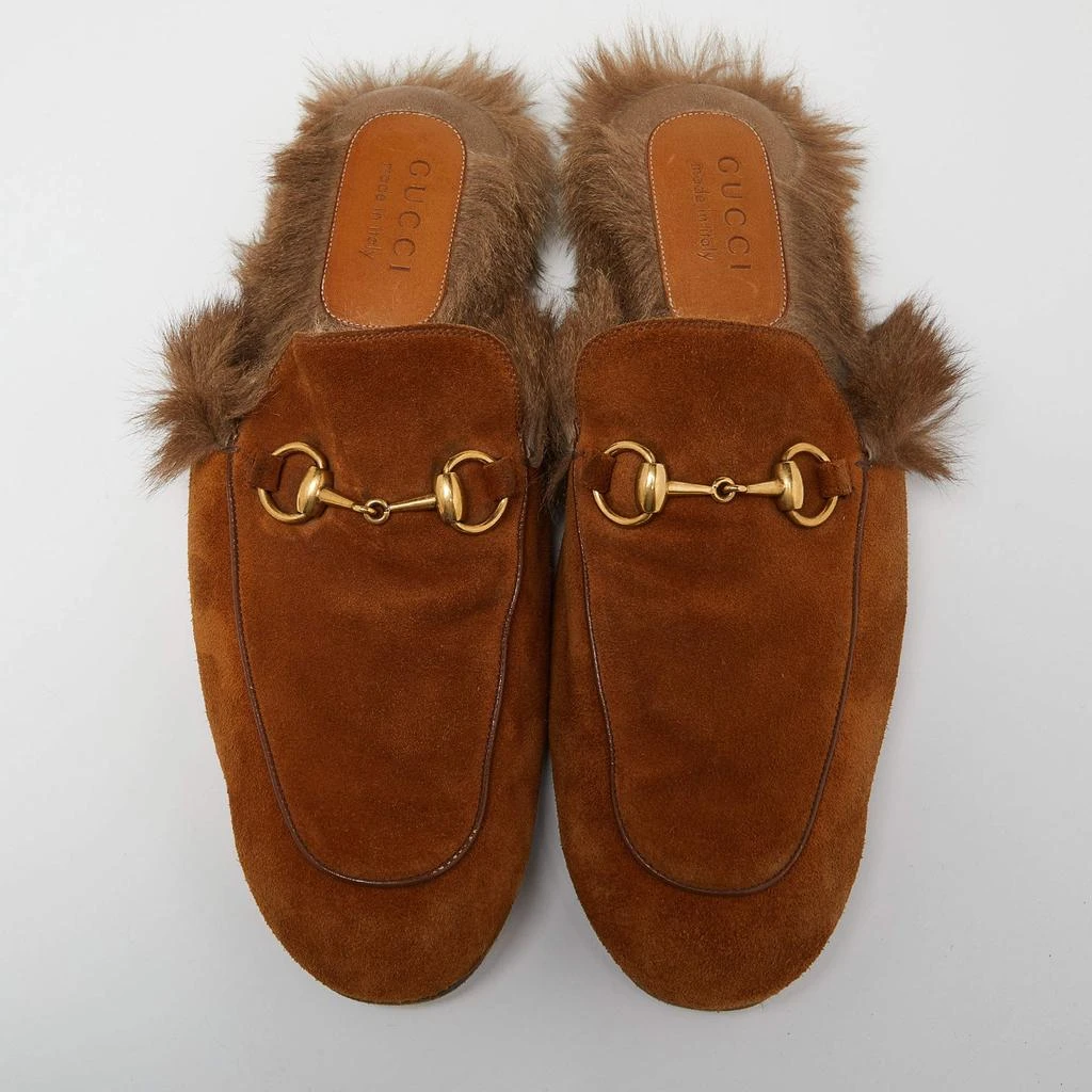 Gucci Gucci Brown Suede and Fur Lined Princetown Flat Mules Size 42 3