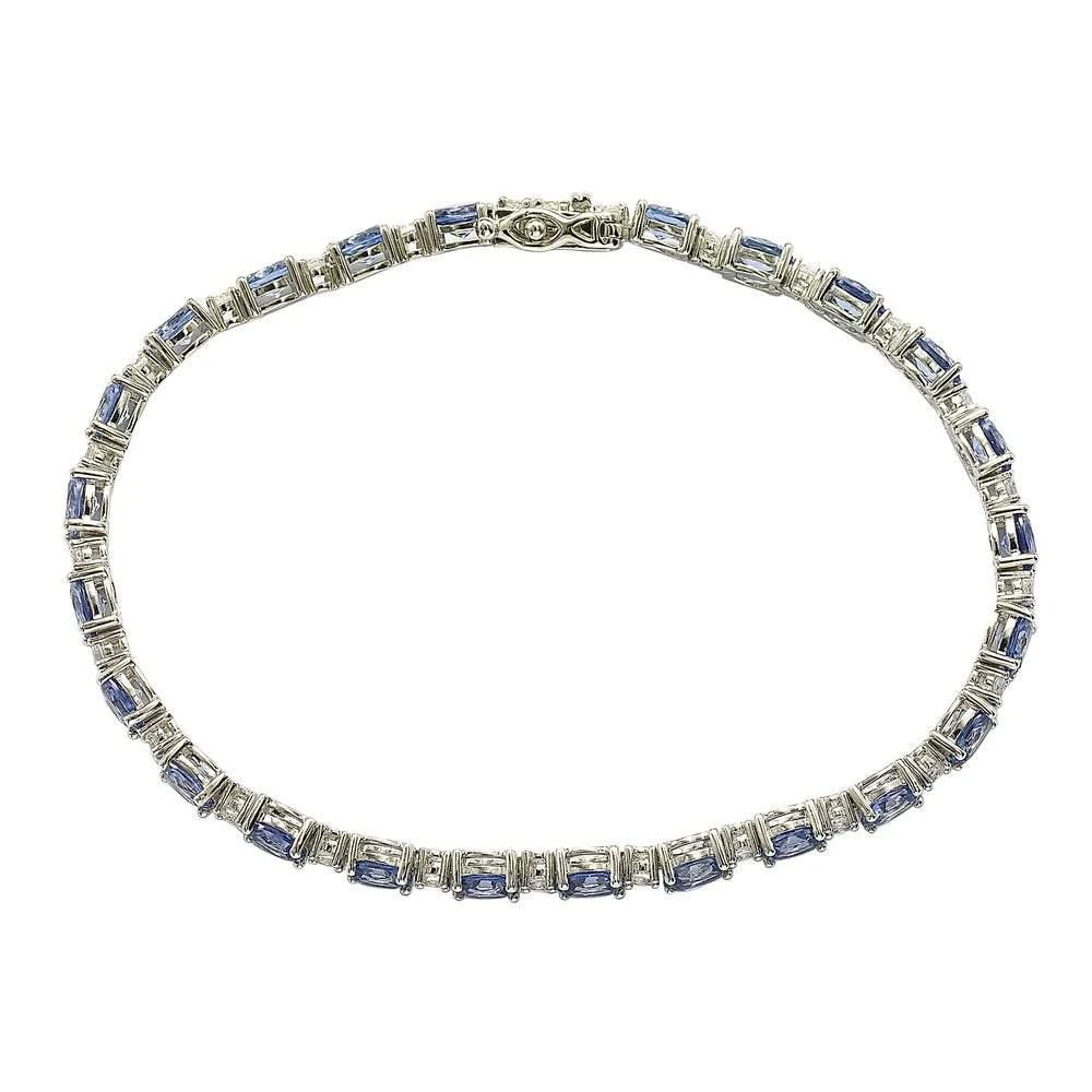 Suzy Levian Sterling Silver Oval-Cut Blue Sapphire Tennis Bracelet 2