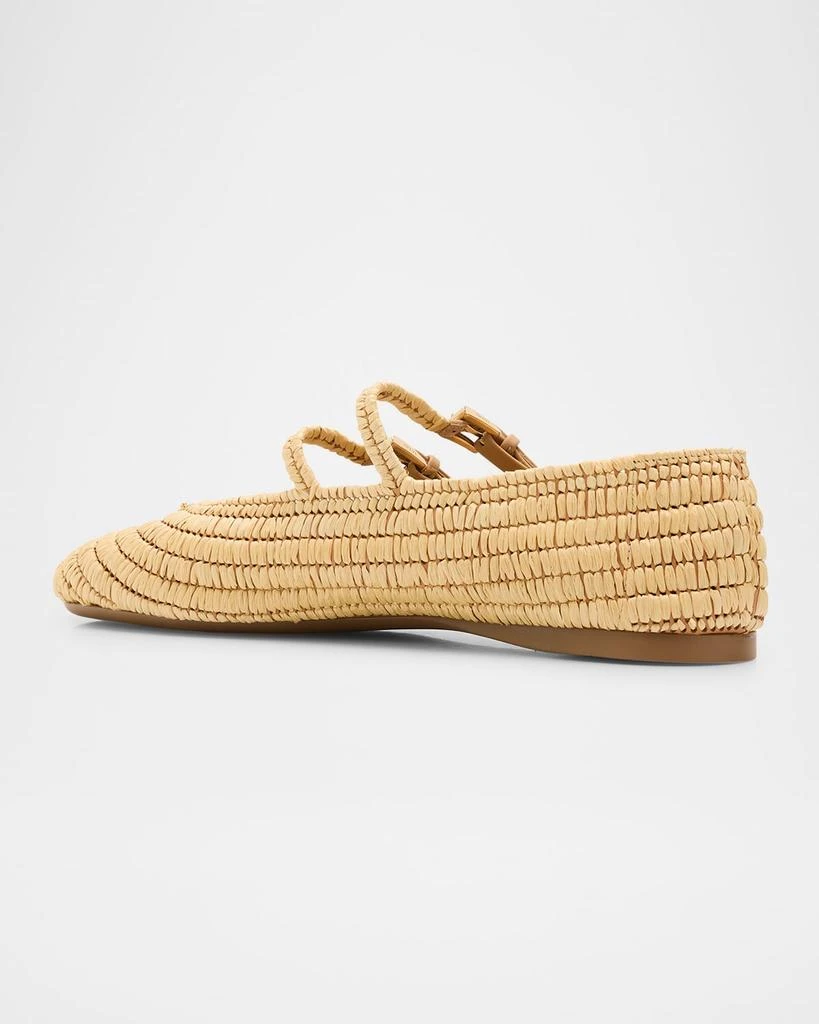 Prada Stuoia Raffia Dual Mary Jane Ballerina Flats 4