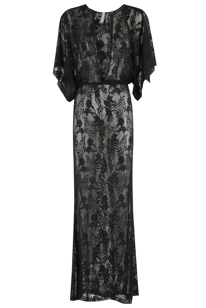 Norma Kamali Norma Kamali Lace Detailed Short-Sleeve Dress