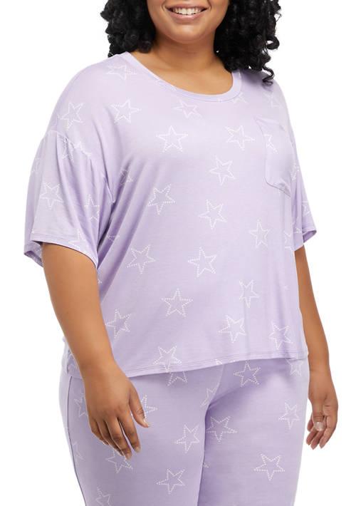 Love, Fire Fire Plus Size Rayon Spandex Short Sleeve Pajama Shirt