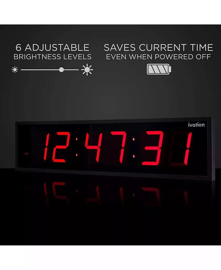 Ivation Large Digital Clock, 48" LED Wall Clock with Alarms, Timer 
More 2
