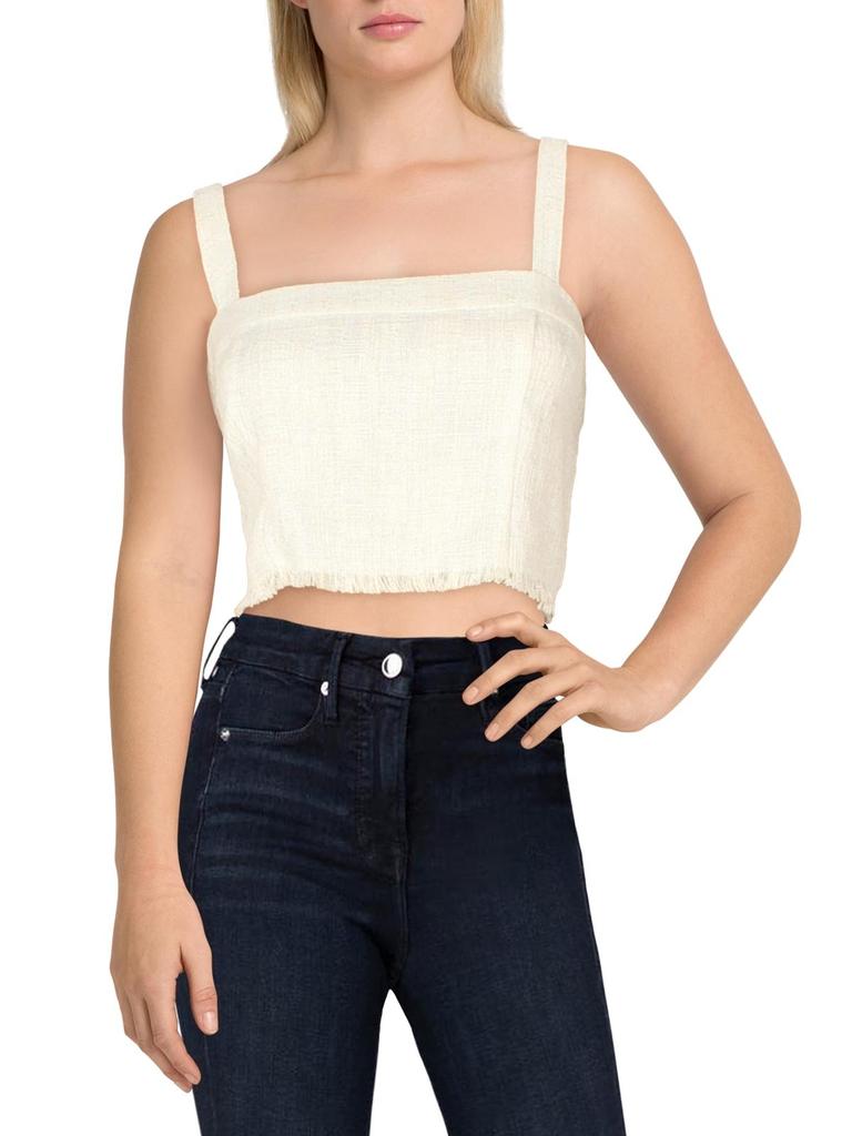 Willow & Clay Womens Tweed Hidden Side Zipe Crop Top