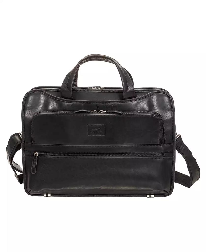 Mancini Leather Goods Men's Buffalo Triple Compartment Briefcase for 15.6" Laptop and Tablet