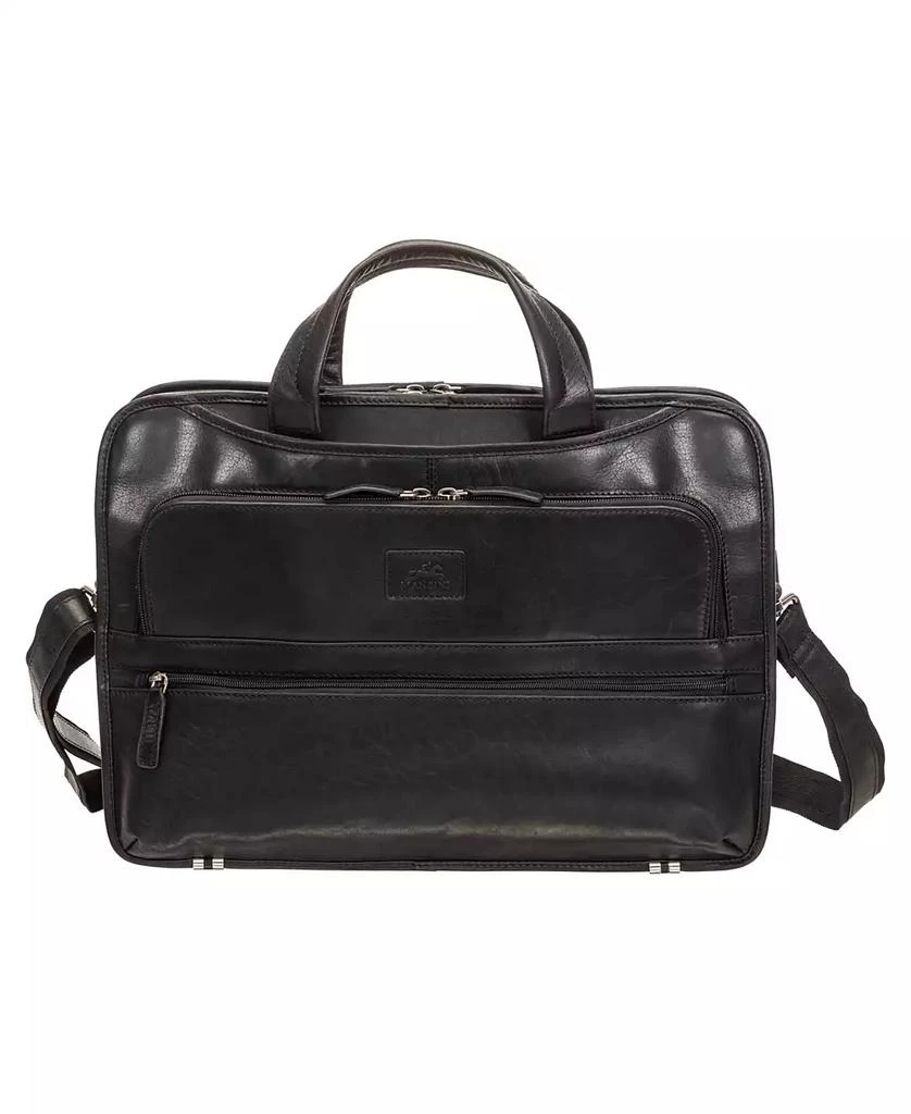 Mancini Leather Goods Men's Buffalo Triple Compartment Briefcase for 15.6" Laptop and Tablet 1