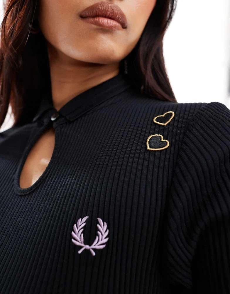 Fred Perry Fred Perry x Amy Winehouse ribbed dress in black with button up collar 4