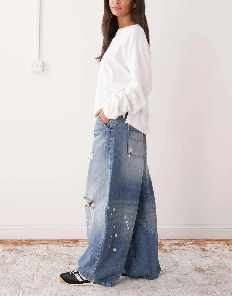 COLLUSION COLLUSION X006 XL balloon low rise jean in worn wash 3