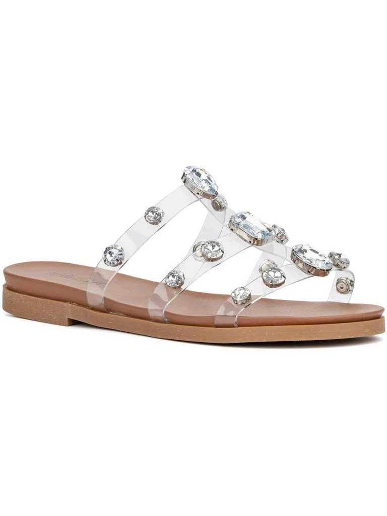 Olivia Miller Ocean Bliss Womens Rhinestone Slip-On Slide Sandals 1