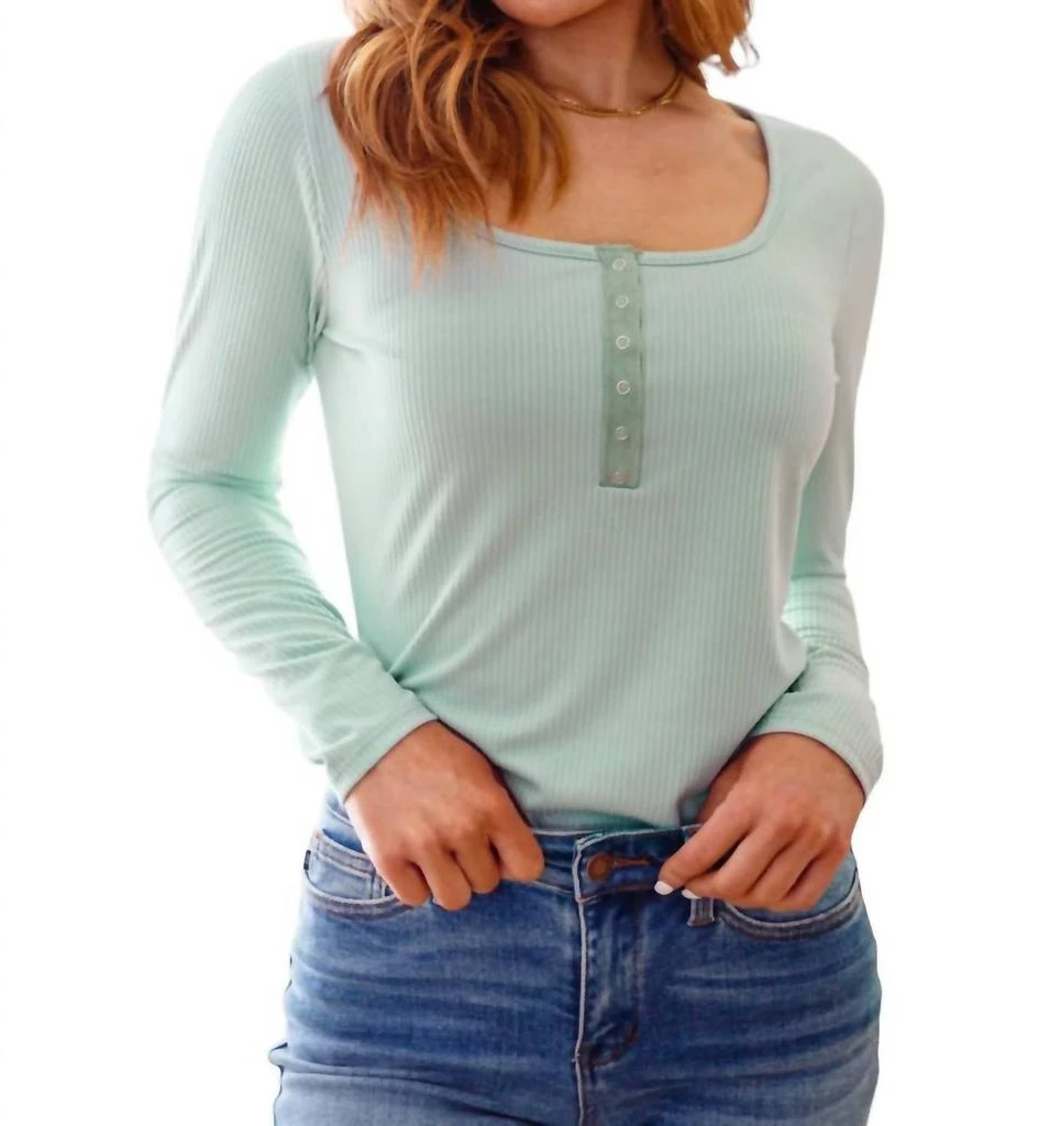 HEIMISH USA Count On Me Ribbed Bodysuit In Sage