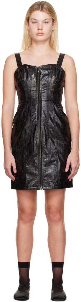 LVIR Black Faux-Leather Minidress 1