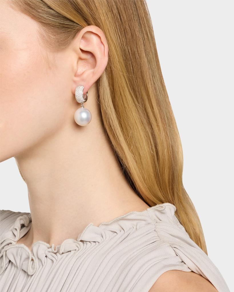 BELPEARL 18K White Gold South Sea Pearl Earrings with Diamonds