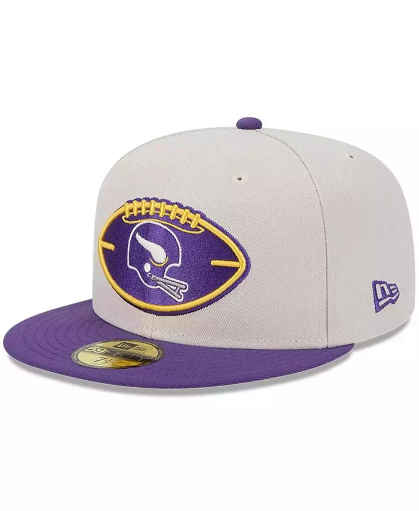 New Era Men's Stone/Purple Minnesota Vikings 2024 Sideline Historic 59FIFTY Fitted Hat 1